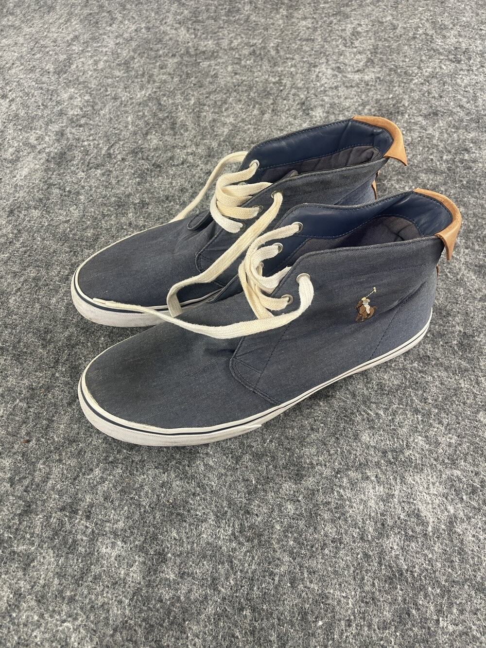 Polo Ralph Lauren Boots Men 12 D Hi Top Sneakers Blue Shoes Logo Twill N33